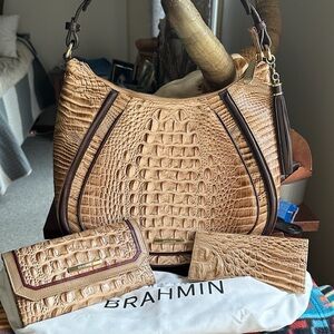 BRAHMIN Amira Travertine Vermeer 3 pc & bag